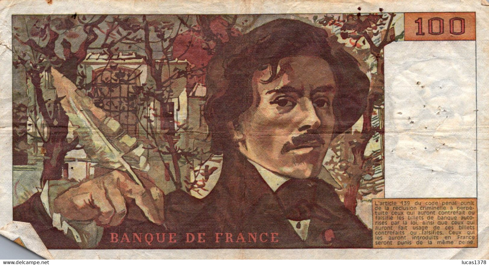 100 Francs "Delacroix" 1978---Série P1 --NON HACHURE - 100 F 1978-1995 ''Delacroix''