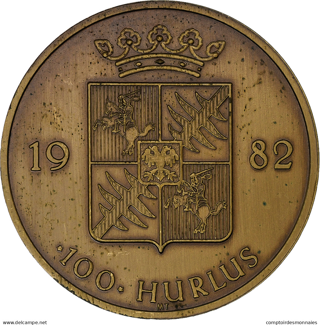 Belgique, 100 HURLUS, Mouscron, Geography, 1982, SUP, Bronze - Sonstige & Ohne Zuordnung