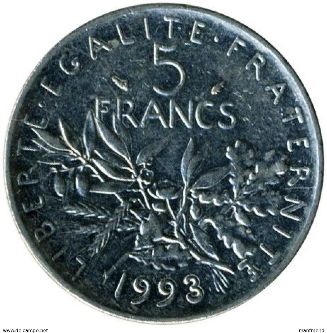 France - 1993 - KM 926a - 5 Francs - XF - 5 Francs