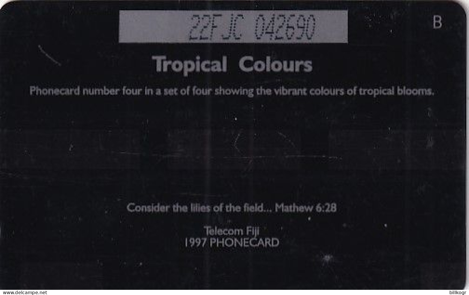 FIJI ISL.(GPT) - Tropical Flowers/Brown & Green, CN : 22FJC/B, Tirage %50000, Used - Fidschi