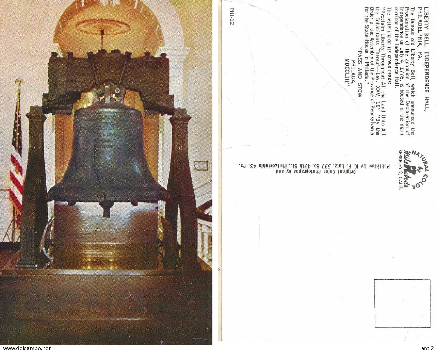 USA   Liberty Bell, Independence Hall, Philadelphia PA.   Unused Card    PHI-12 - Philadelphia