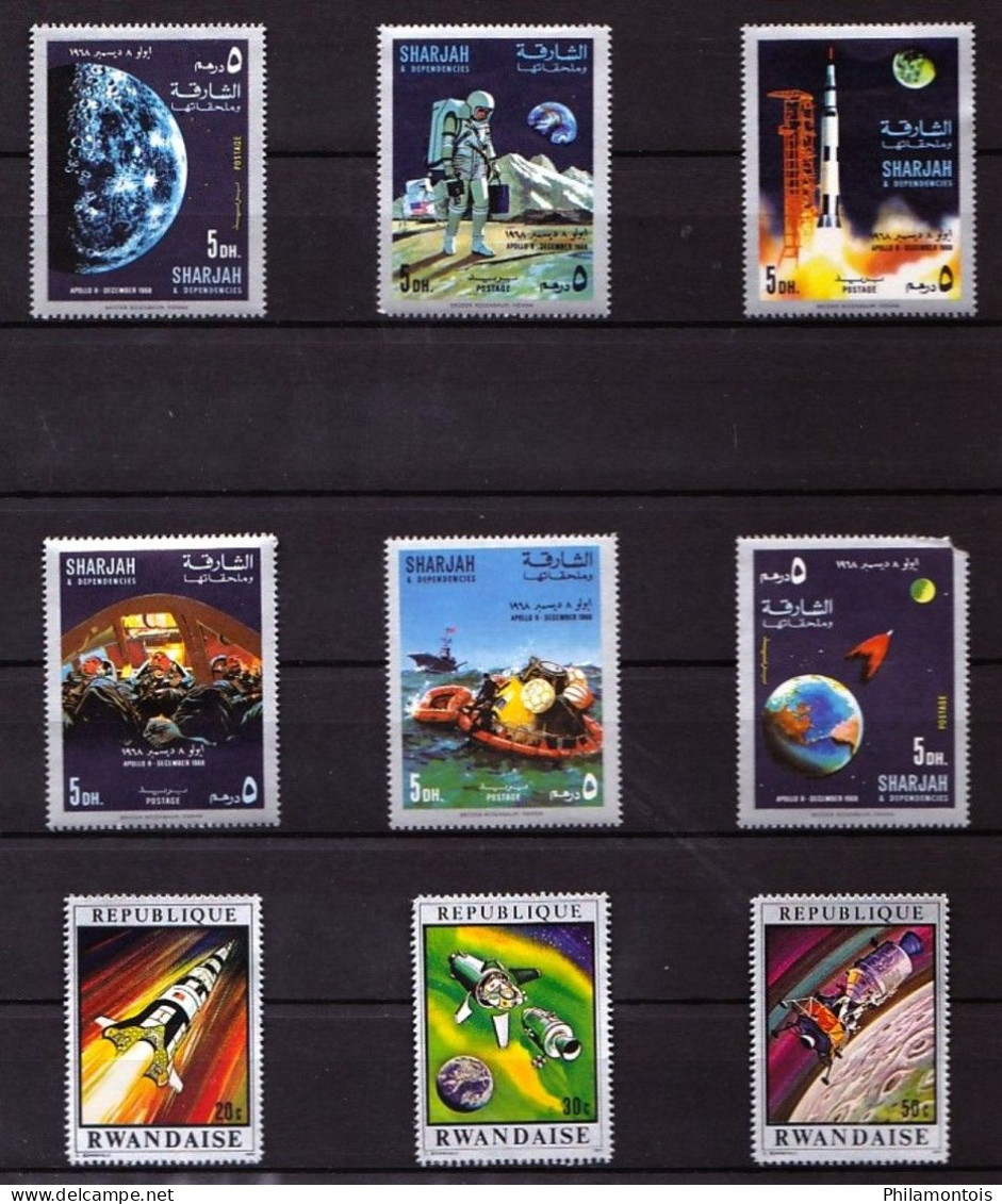 Collection - Thèmes "Homme sur la Lune et Conquête de l'espace" - Timbres Neufs N**