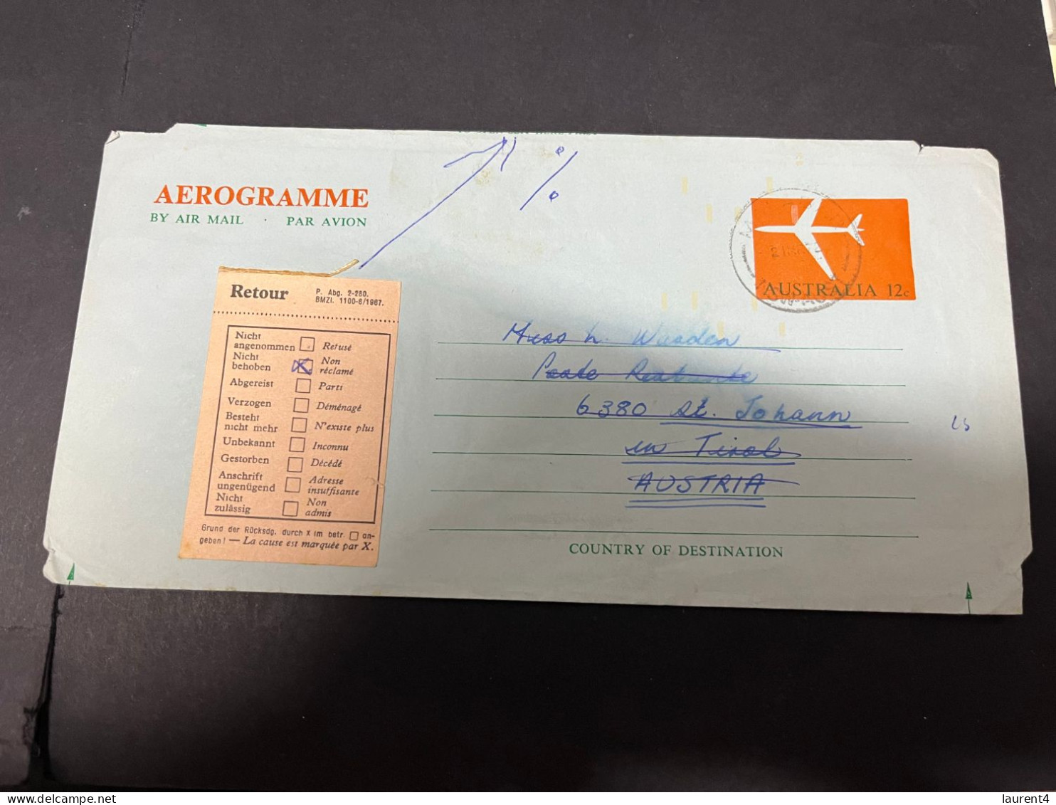 7-2-2024 (3 X 34) Aerogramme Posted From Australia To Austia (and RTS To Australia) - Aérogrammes