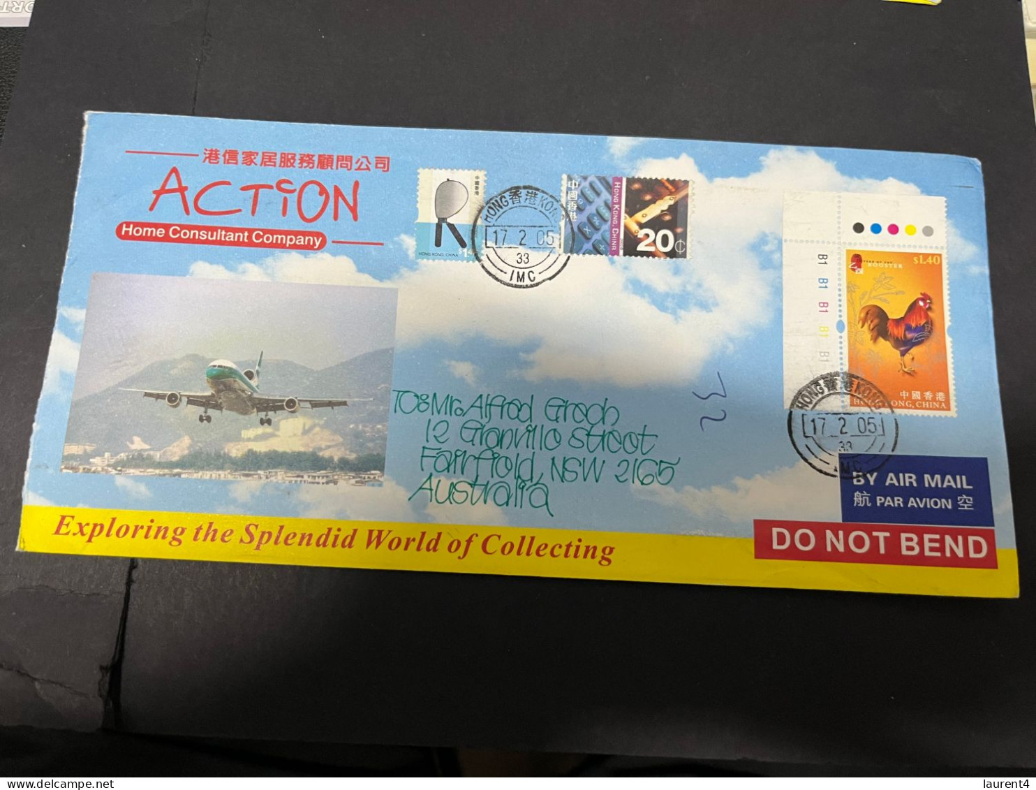 7-1-2024 (3 X 34) Cover Posted From Hong Kong To Australia - 2004 (with Numerous Stamps) CONCORDE Aircraft Back Of Cover - Covers & Documents