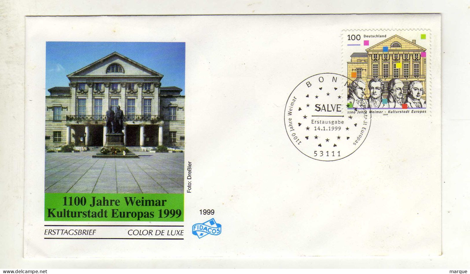 Enveloppe 1er Jour ALLEMAGNE DEUTSCHLAND Oblitération 53111 BONN 14/01/1999 - 1991-2000