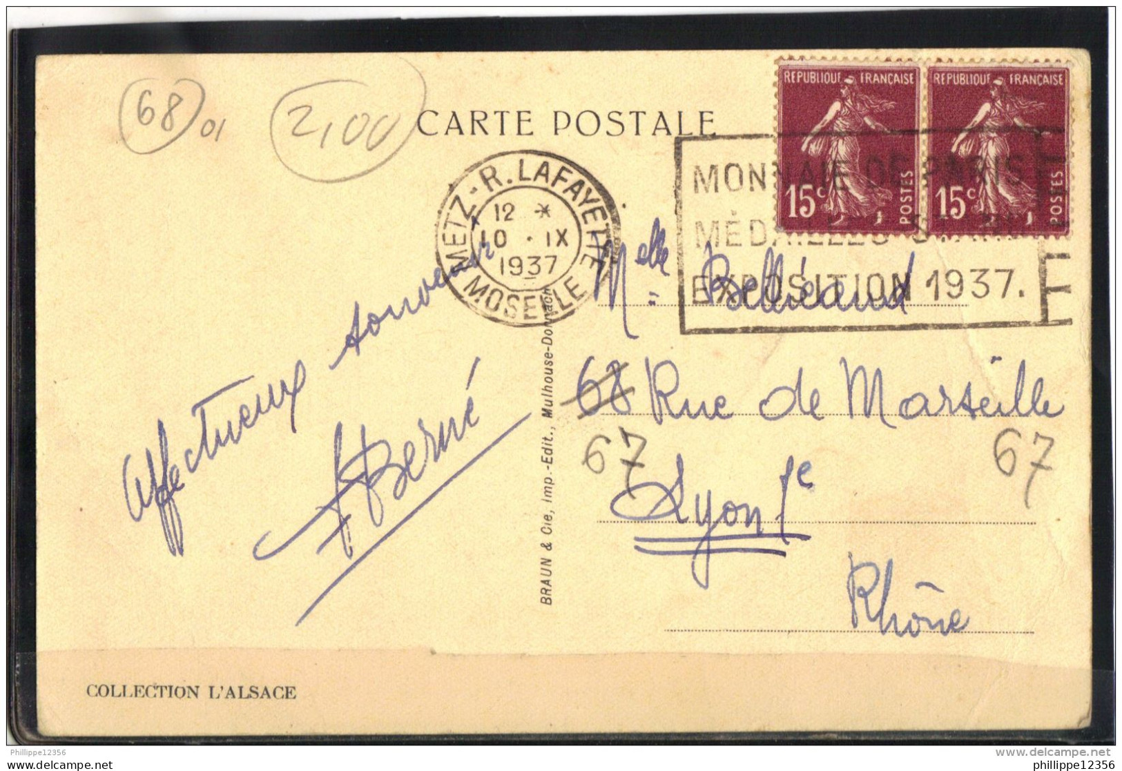 6801. ALTKIRCH . VUE GENERALE . RECTO/VERSO . 1937 - Altkirch