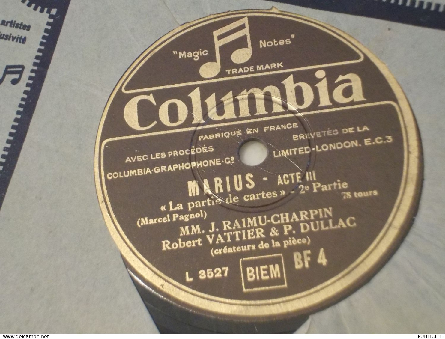 Disque 78 Tours Scene Du Film  Marius ACTE 3 1931 - 78 Rpm - Schellackplatten