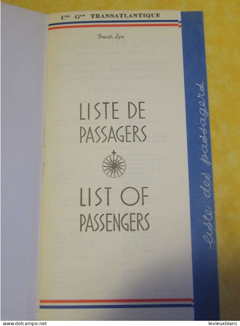 Paquebot " FRANCE"/Commandant Pettré /New-York-Southampton-Le Havre -Bremerhaven/Liste De Passagers/1972   MAR115 - Autres & Non Classés