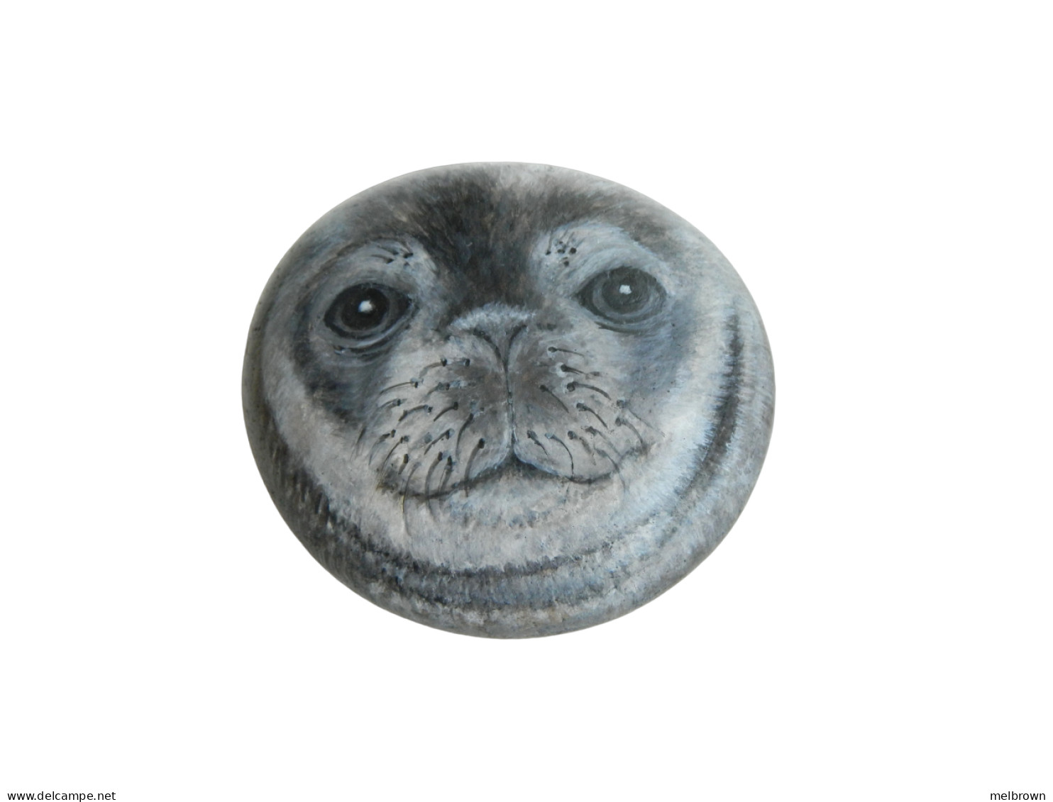 Weddell Seal Hand Painted On A Smooth Round Beach Stone Paperweight - Paper-weights