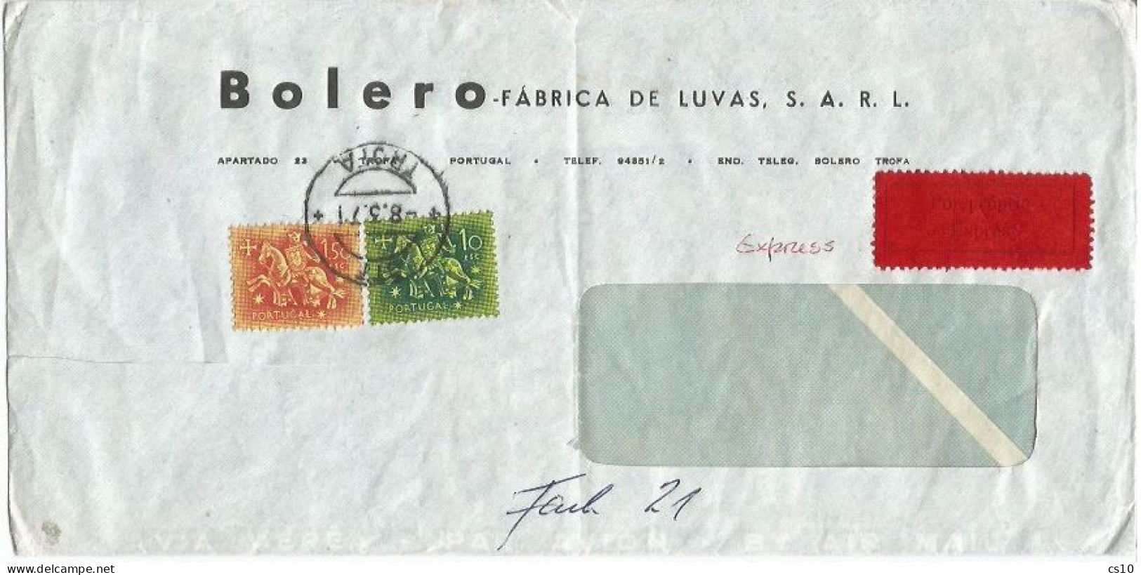 Portugal Express Commerce Cover Trofa 8mar1971 X Suisse Nicely Simply Franked With Regular Issue Esc.10 + Esc 1.50 - Cartas & Documentos