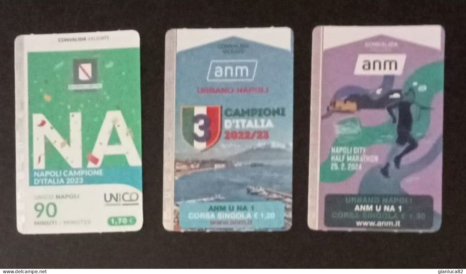 Lotto N.3 Biglietti ANM Napoli Campione D’Italia E Napoli City Marathon 2024 (104)  Come Da Foto - Non Classés
