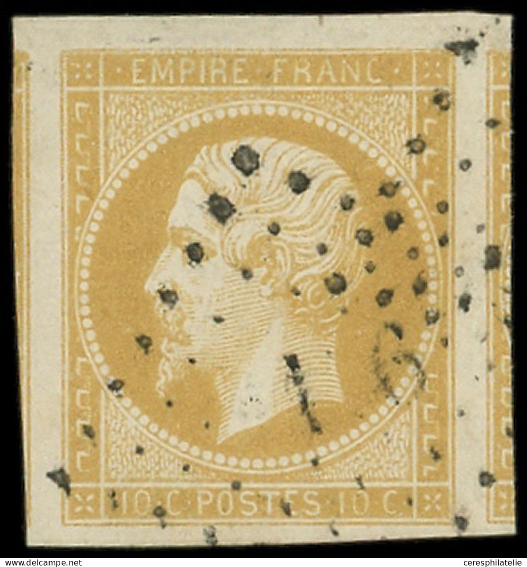 EMPIRE NON DENTELE - 13Al 10c. Citron, T I, Marges énormes, 2 Voisins Obl. PC, Nuance Certifiée Jacquart, Superbe. C - 1853-1860 Napoléon III