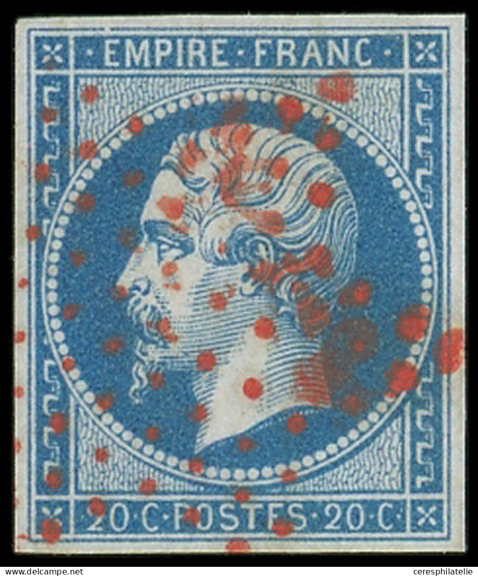 EMPIRE NON DENTELE - 14A  20c. Bleu, Obl. ETOILE ROUGE, TTB. C - 1853-1860 Napoléon III