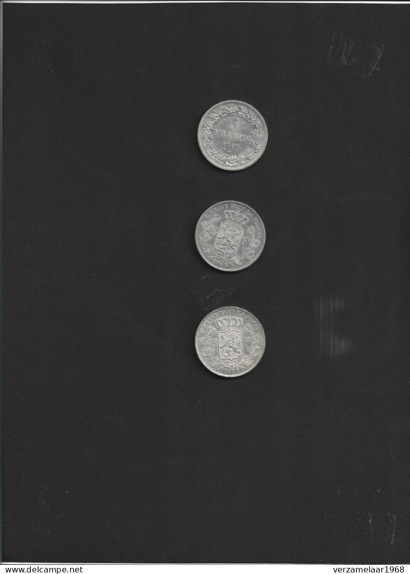3 X 5 Frank - Mooie Kwaliteit - Anno : 1847 + 1869 + 1871 -- ( Ismo : 80 ) - 5 Francs