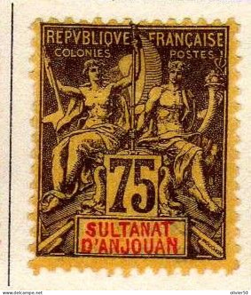 Anjouan - (1892-99) -   75 C. Type Groupe  Neuf* - MH - Nuovi