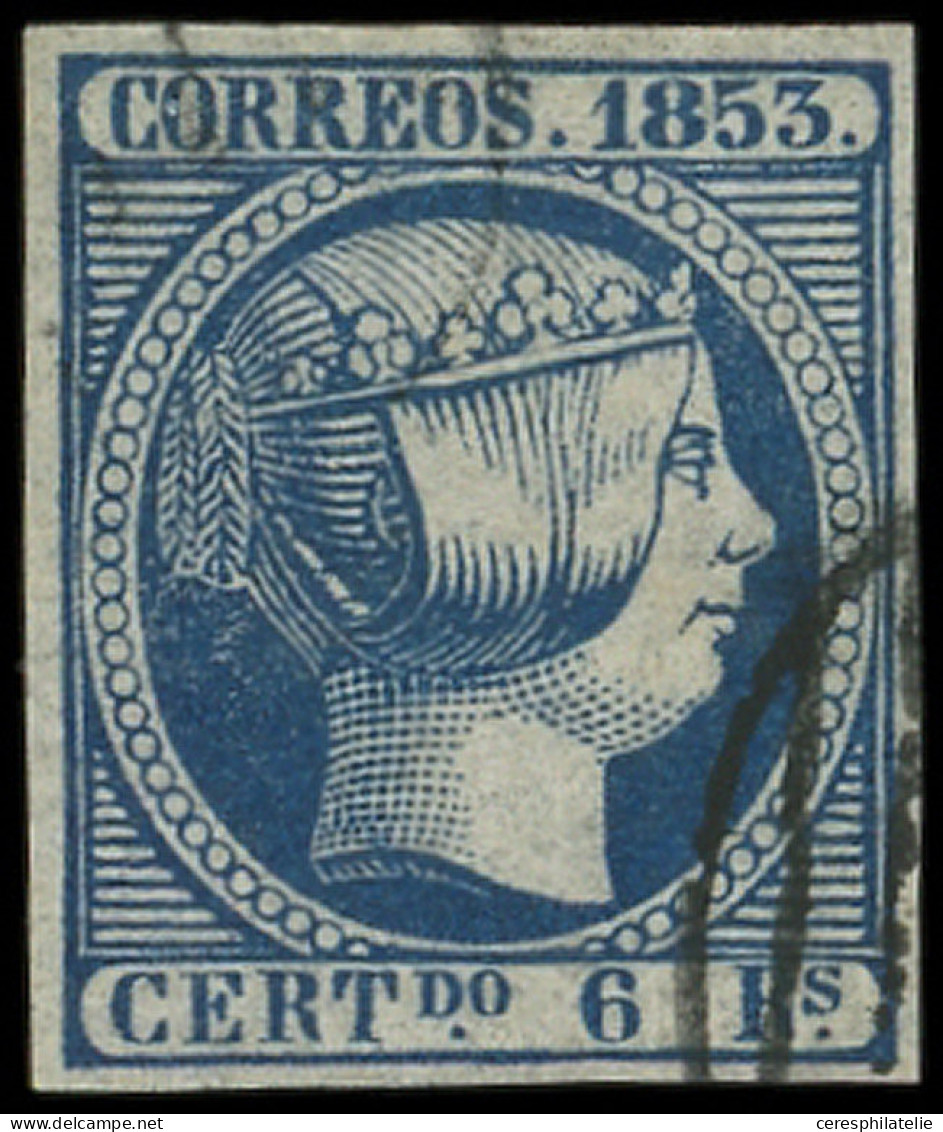 ESPAGNE 21 : 6r. Bleu De 1853, Obl., TB - Oblitérés