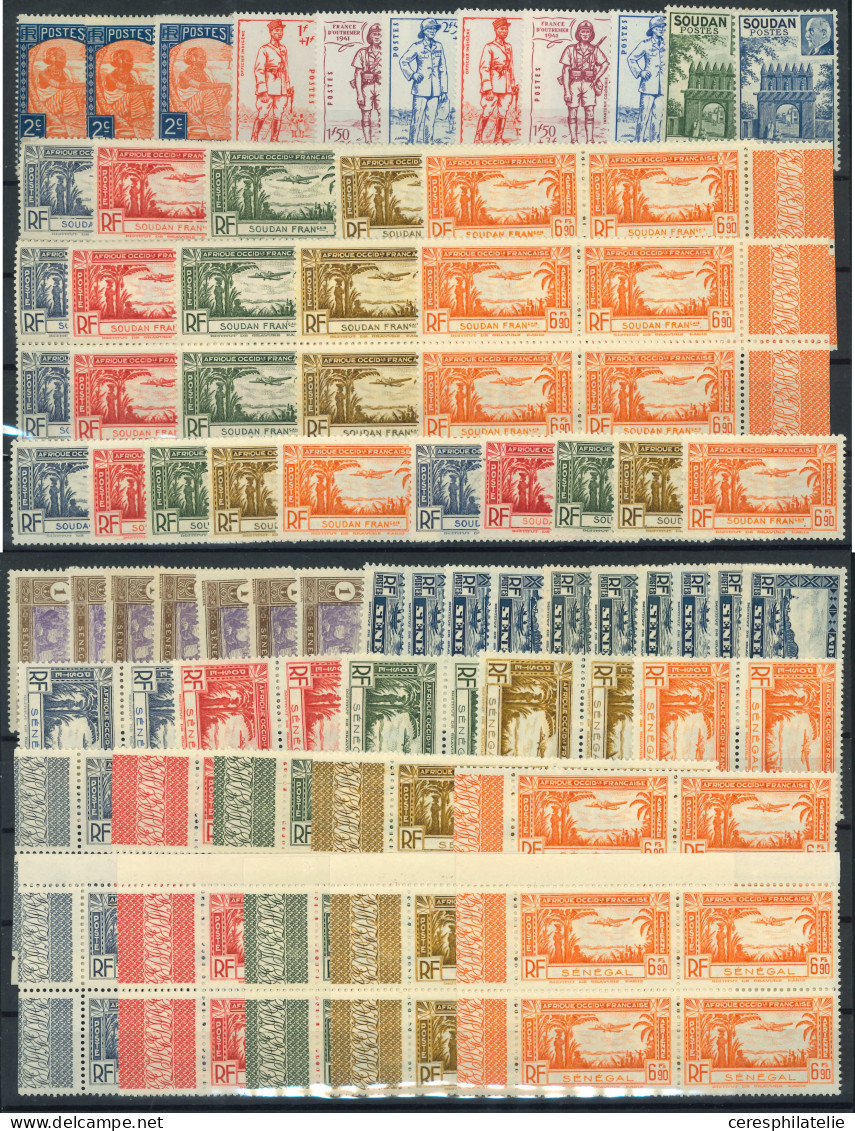 ** Colonies, Pays D'AOF, Petit Lot Par Multiples Entre 1914 Et 1941, Quantités Jusqu'à 10 Ex., TB - Collections (with Albums)