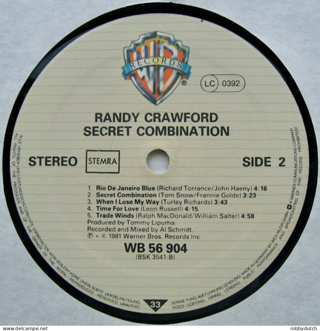 * LP *  RANDY CRAWFORD - SECRET COMBINATION (Europe 1981 EX-) - Soul - R&B