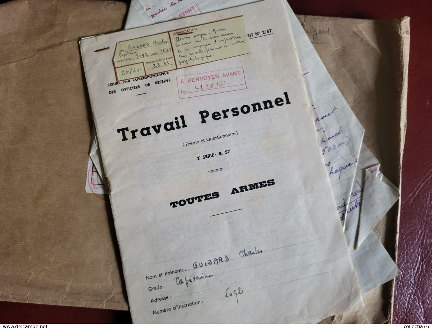 MILITARIA LOT DE 5 DOCUMENTS MAROC ARTILLERIE TRAVAIL PERSONNEL ECOLE D APPLICATION INFANTERIE OFFICIERS DE RESERVE 1957 - Français