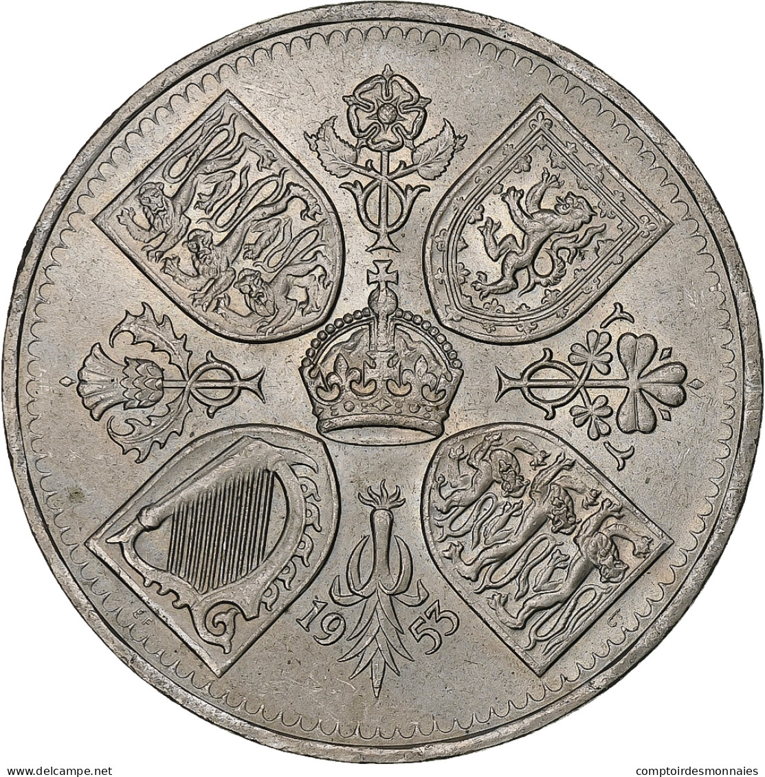 Monnaie, Royaume-Uni, Elizabeth II, 5 Shillings, 1953, British Royal Mint, SUP - Sonstige & Ohne Zuordnung