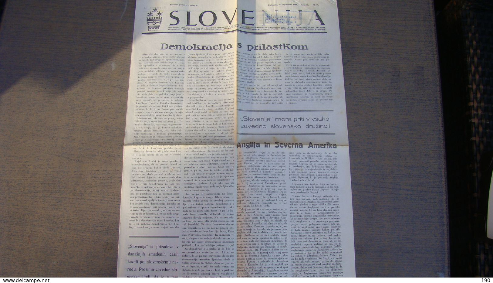 NEWSPAPER SLOVENIJA - Langues Slaves