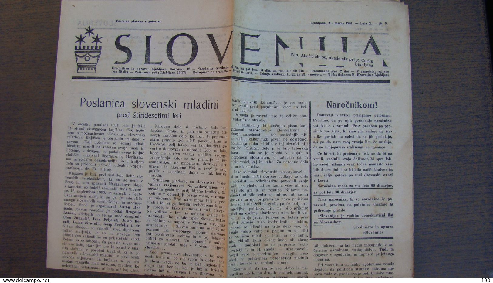 NEWSPAPER SLOVENIJA - Langues Slaves