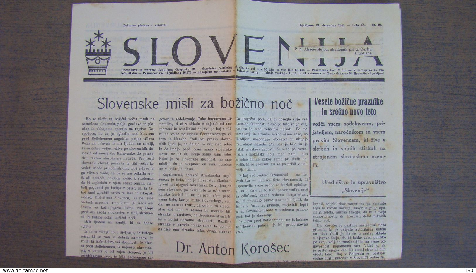 NEWSPAPER SLOVENIJA - Langues Slaves