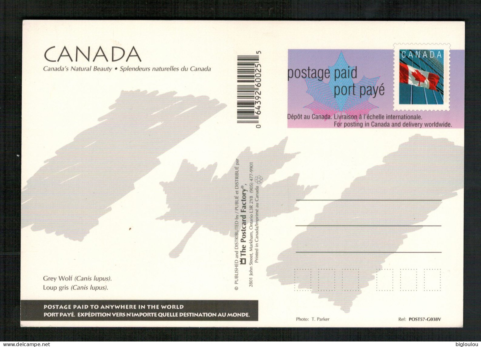 Canada- Entier Postal - Portrait De LOUP - Port Payé - Postage Paid - 1953-.... Regering Van Elizabeth II