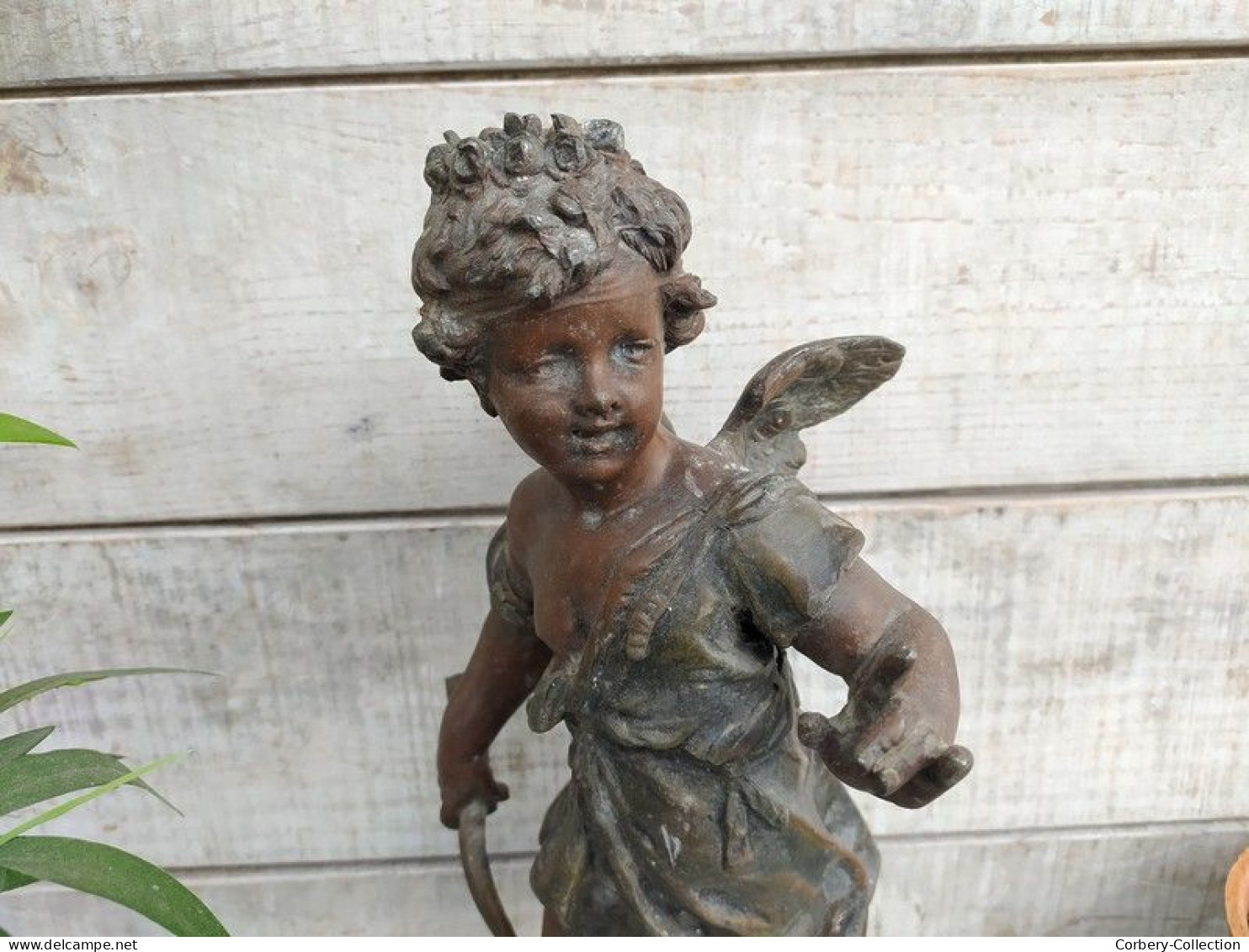 Statue Ange Cupidon Sujet De Pendule Angelot Régule - Metallo