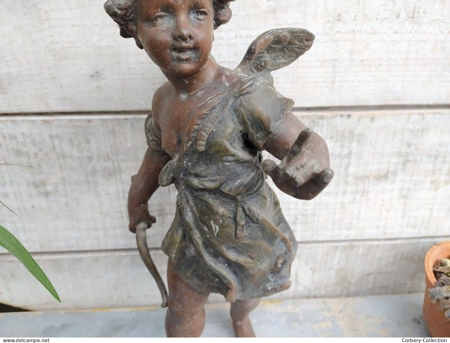 Statue Ange Cupidon Sujet De Pendule Angelot Régule - Metal