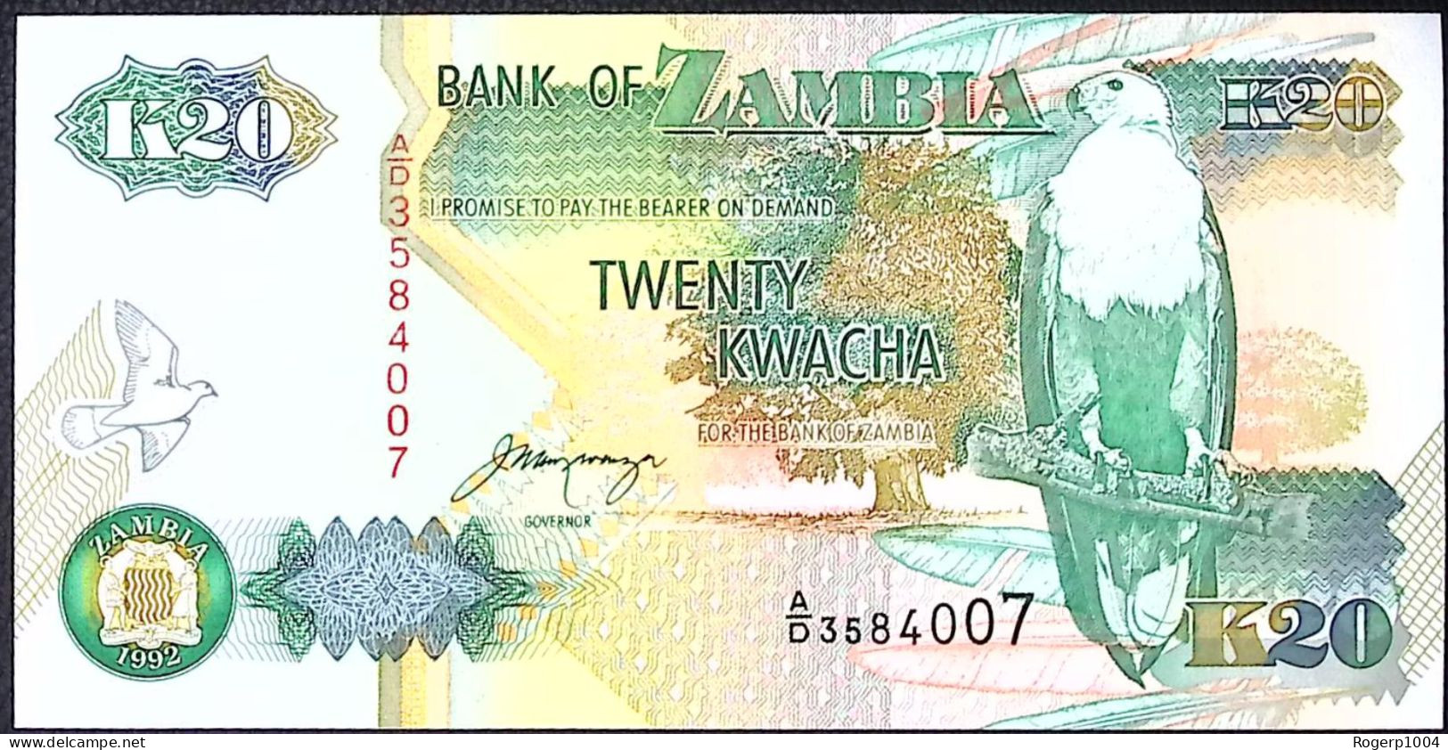 ZAMBIE/ZAMBIA * 20 Kwacha * Date 1992 * Etat/Grade NEUF/UNC * - Sambia