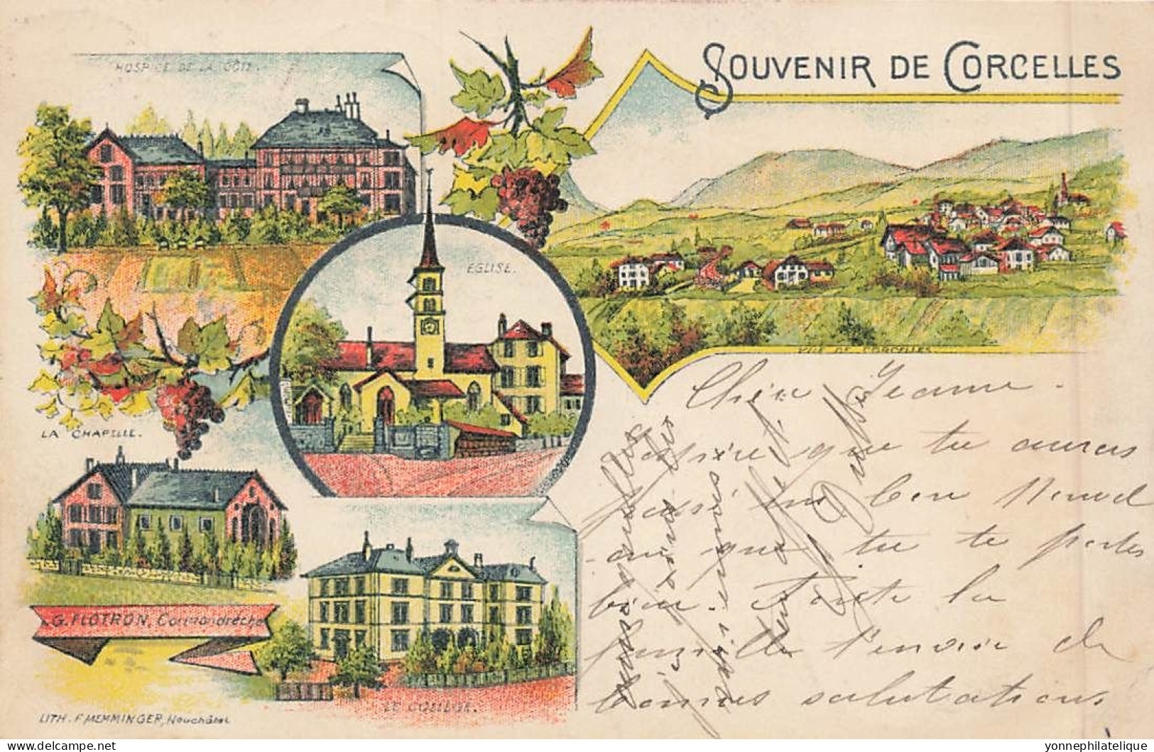 TOP - SUISSE - NE - NEUCHATEL - CORCELLES - Souvenir Carte Précurseur 1898 - Lithographie -  (Sui-134) - Corcelles