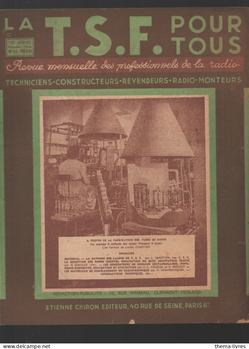 Revue LA TSF POUR TOUS   N°NS14 Juillet  1943  (CAT4078/ NS14) - Boten