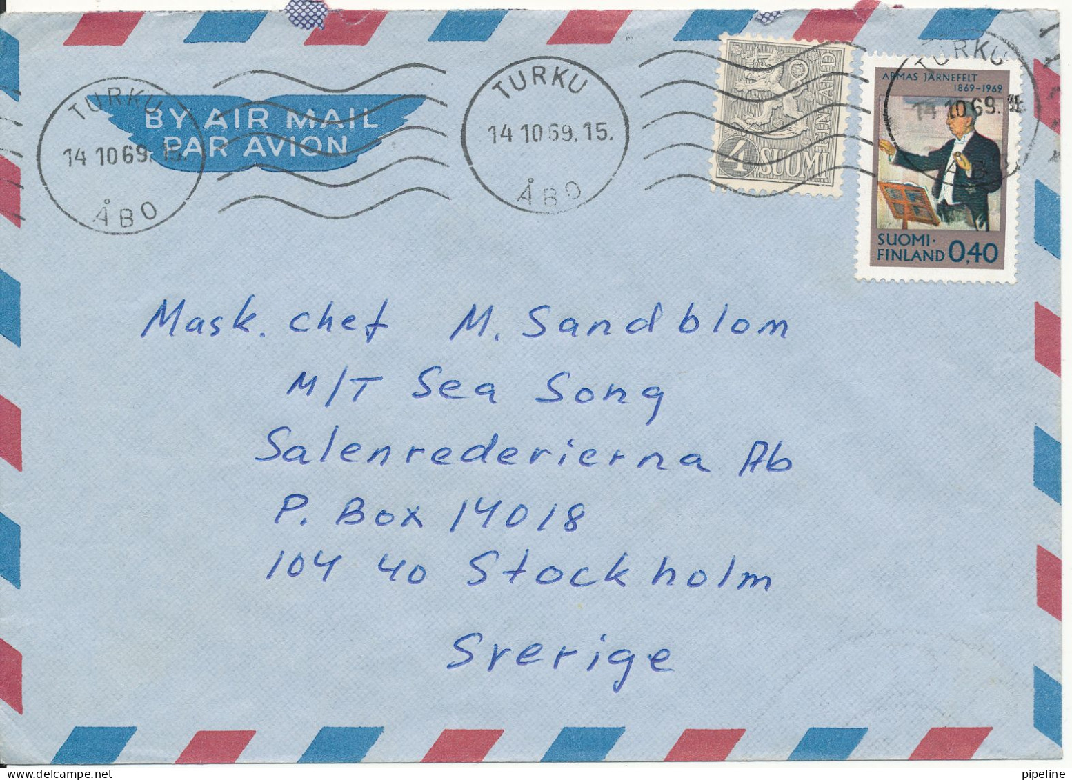 Finland Air Mail Cover Sent To Sweden Turku Abo 14-10-1969 - Covers & Documents