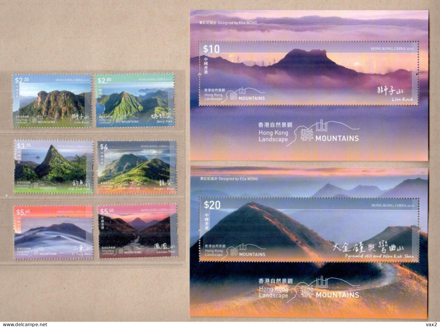 Hong Kong 2023-11 Hong Kong Landscape - Mountains Set+M/S MNH Mountain Unusual (spot Varnish With Textural Effect) - Neufs