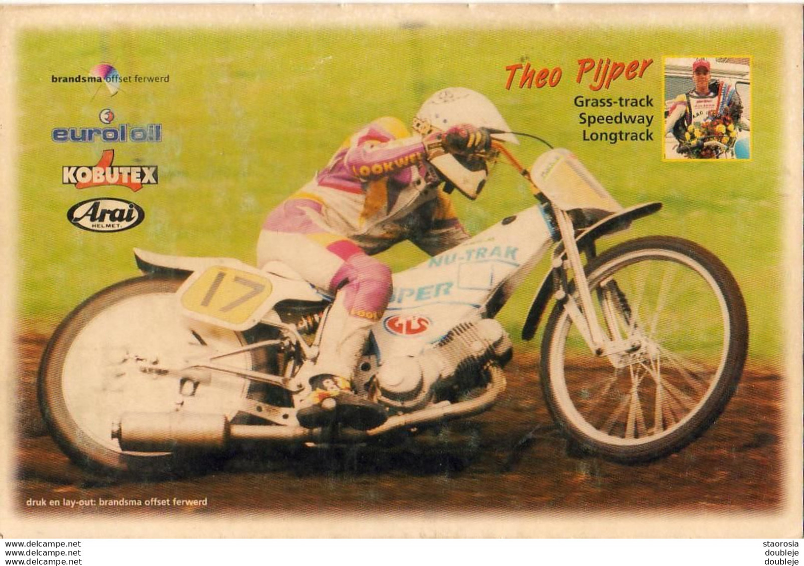 SPORT MOTO  THEO PIJPER  ........ Carton Publicitaire 12,2 Cm X 18,5 Cm - Moto Sport