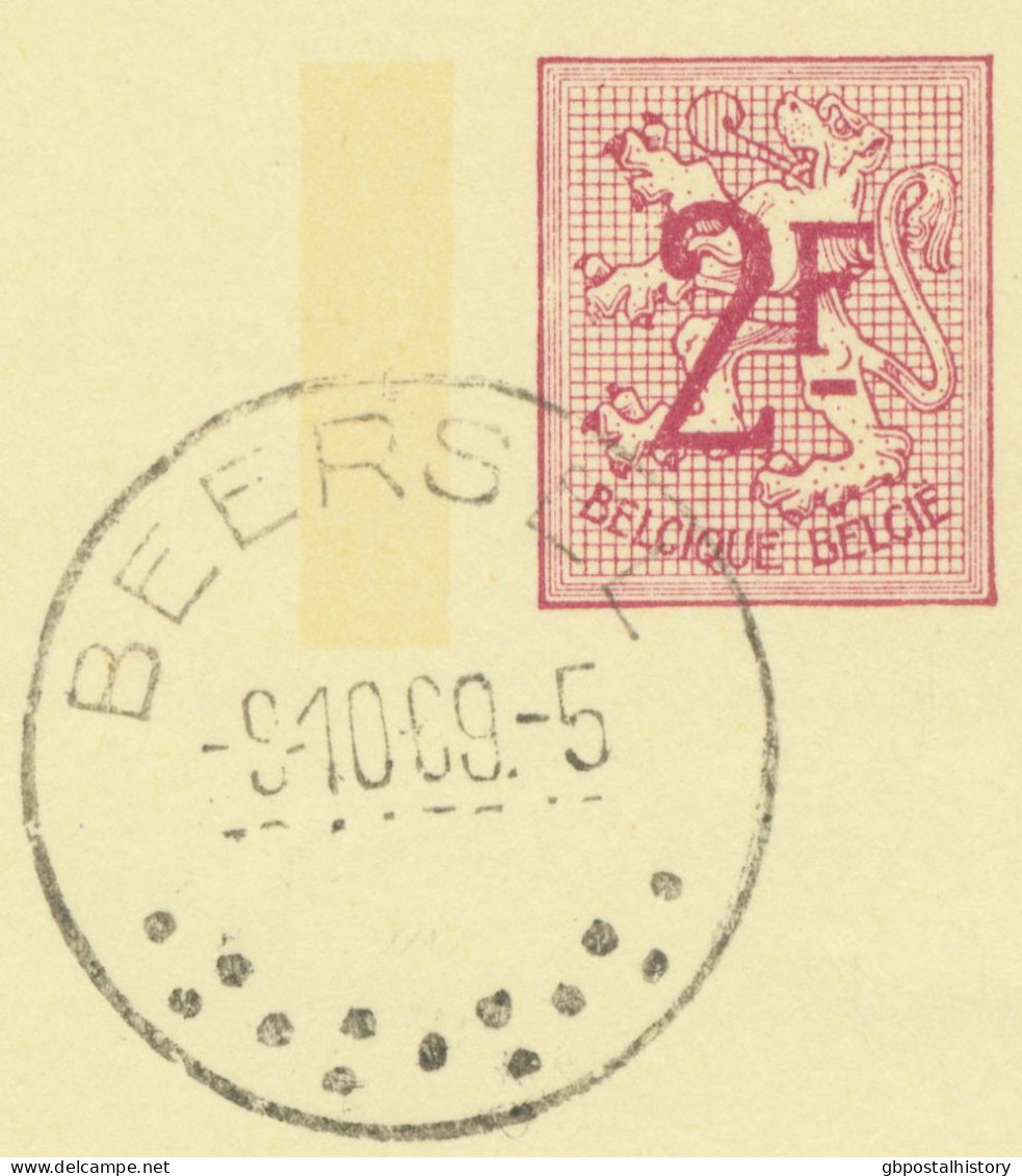 BELGIUM VILLAGE POSTMARKS  BEERSEL Rare SC With 13 Dots (usual Postmarks With 7) 1969 (Postal Stationery 2 F, PUBLIBEL 2 - Postmarks - Points