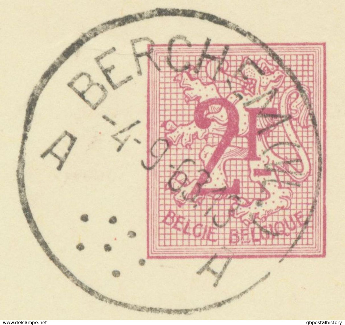 BELGIUM VILLAGE POSTMARKS  BERCHEM (VL.) A (now Kluisbergen) SC With Dots 1963 (Postal Stationery 2 F, PUBLIBEL 1940) - Oblitérations à Points