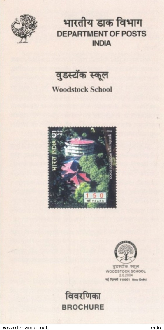 INDIA - 2004 - BROCHURE OF WOODSTOCK SCHOOL STAMP DESCRIPTION AND TECHNICAL DATA. - Brieven En Documenten