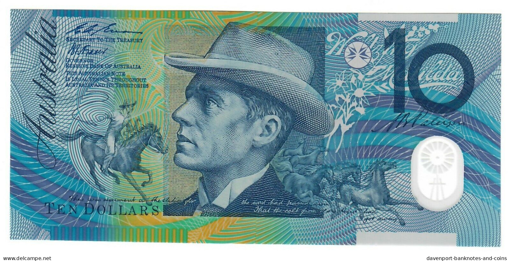 Australia 10 Dollars 1993 UNC Evans-Fraser - 1992-2001 (polymer Notes)