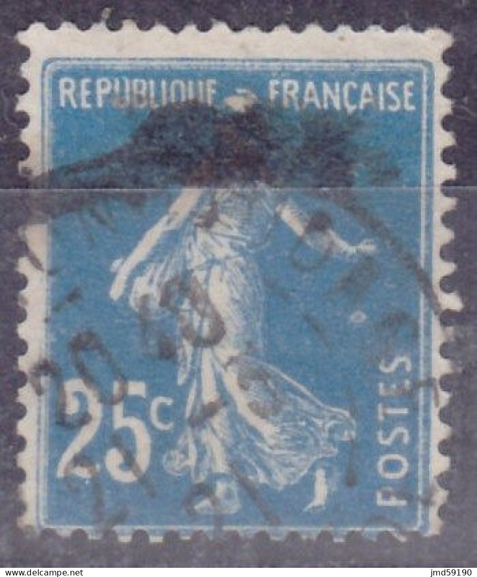 VARIETE ANNEAU LUNE Sur Semeuse N°140 25c Bleu Oblitéré - Used Stamps