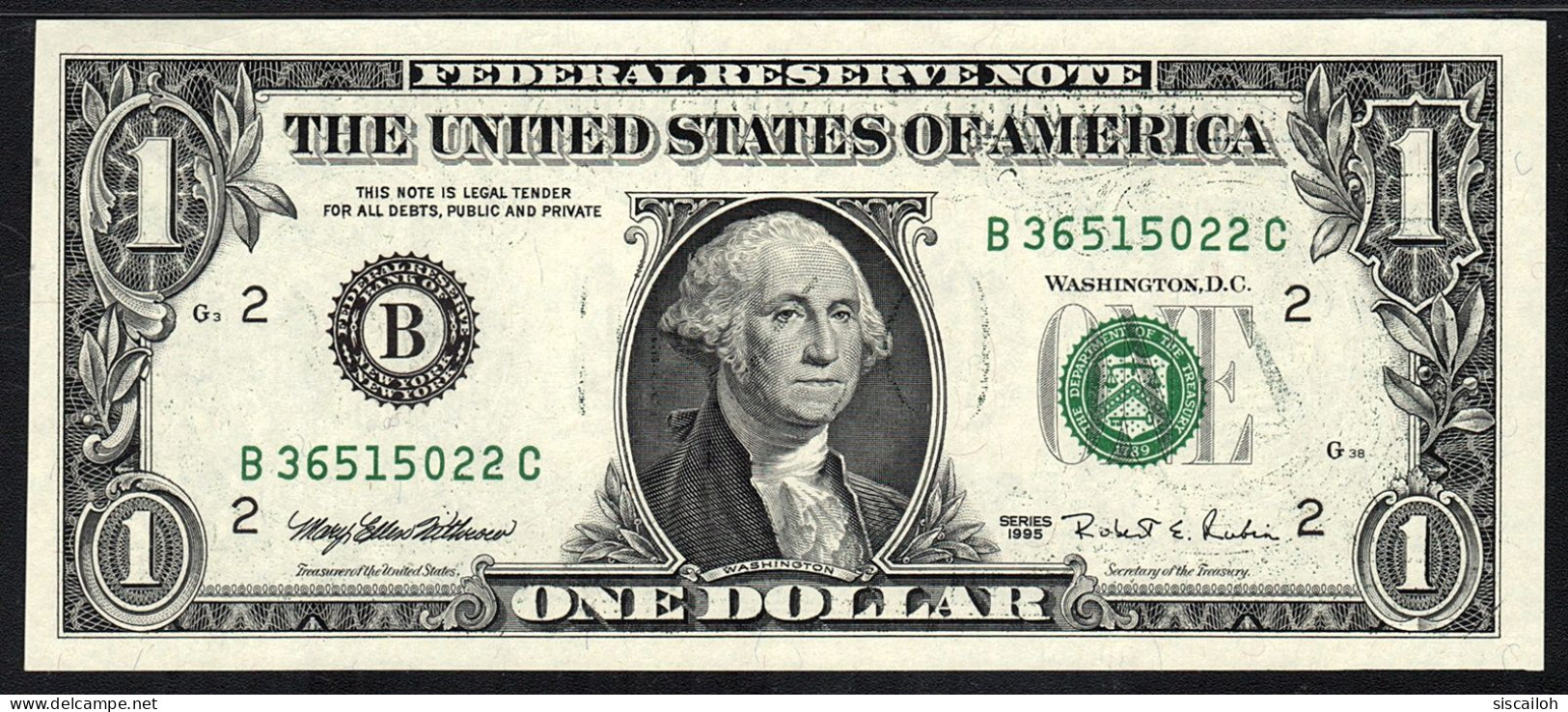 1995 USA Federal Reserve Note New York, $1 One Dollar, Fr#1921-B (BC Block) Withrow/Rubin, PMG 65 EPQ Gem UNC - Bilglietti Della Riserva Federale (1928-...)