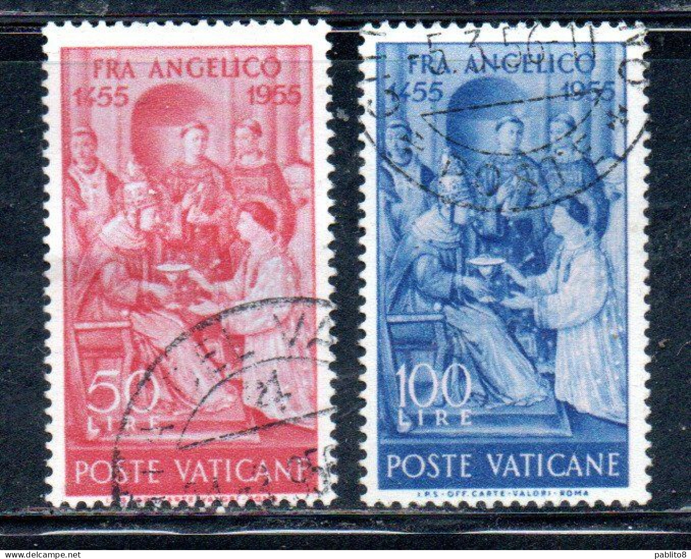 CITTÀ DEL VATICANO VATIKAN VATICAN CITY 1955 FRA ANGELICO SERIE COMPLETA COMPLETE SET USATA USED OBLITERE' - Used Stamps