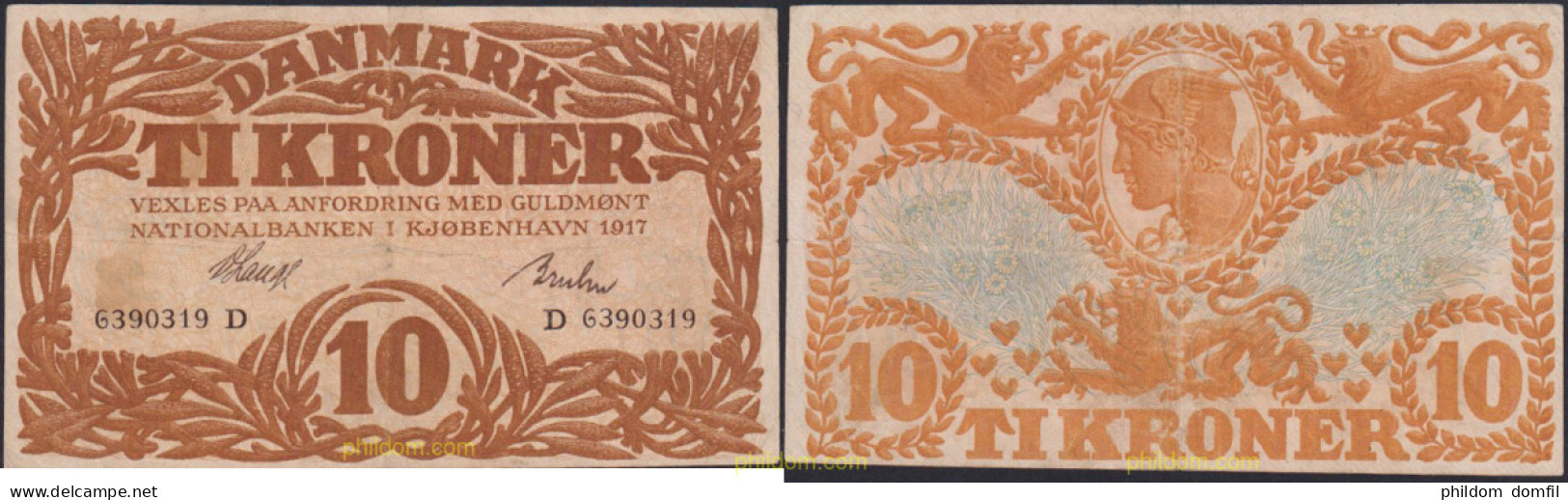 1197 DINAMARCA 1917 DENMARK 10 KRONER 1917 - Dänemark