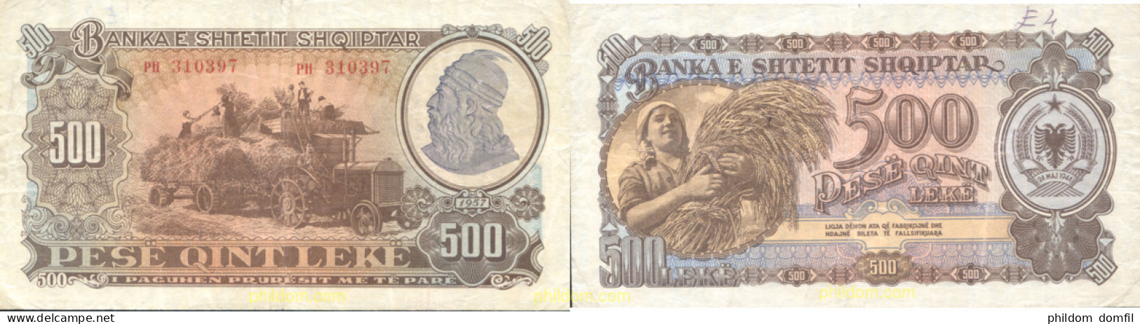 1397 ALBANIA 1944 ALBANIA SHQIPERISE 500 LEK 1944 - Albania