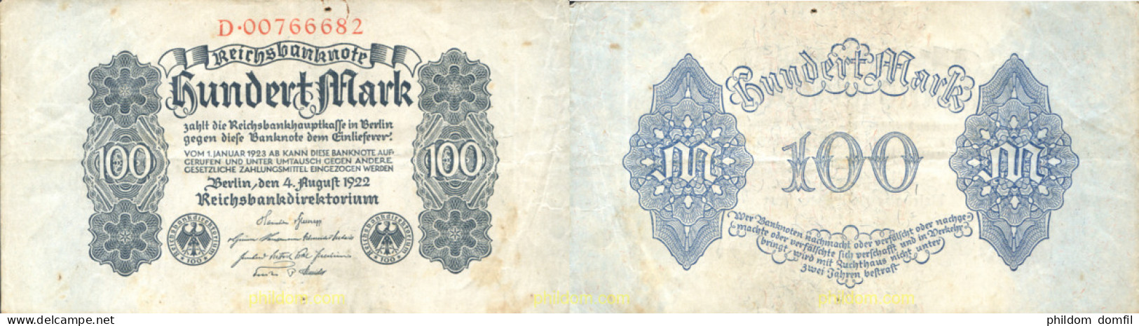 1446 ALEMANIA 2019 GERMANY 100 MARK 1922 - Other & Unclassified