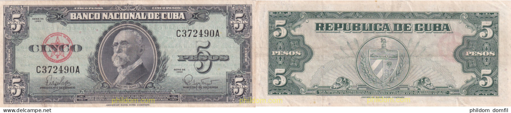 1645 CUBA 1960 CUBA 5 PESOS 1960 - Cuba