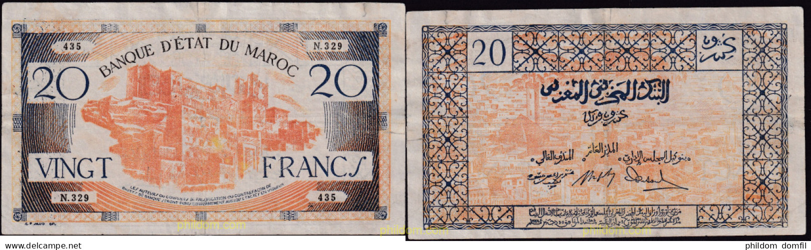 2217 MARRUECOS 1943 MOROCCO 1943 20 FRANCS - Marokko