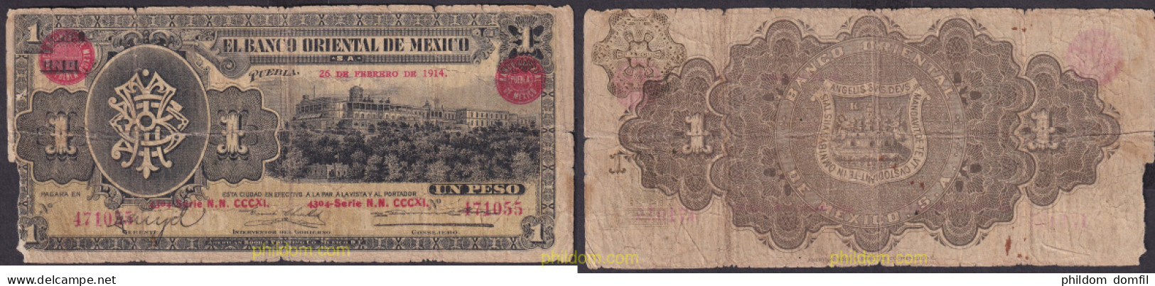2280 MEXICO 1914 BANCO ORIENTAL DE MEXICO PUEBLA 1914 - Mexico