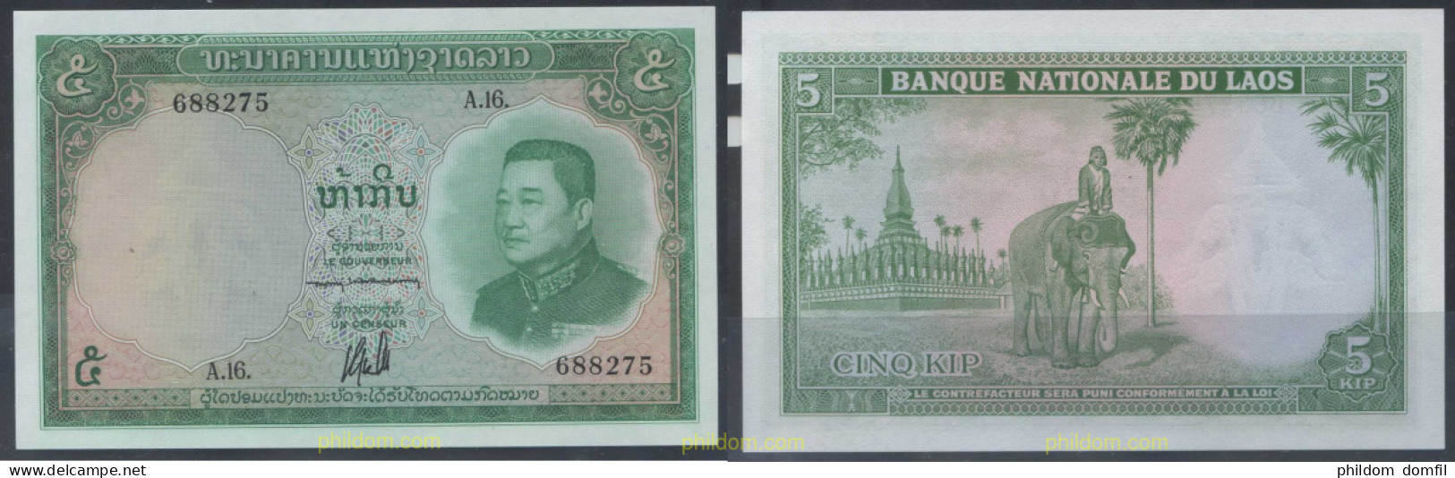 2734 LAOS 1957 LAOS 5 KIP 1957 - Laos